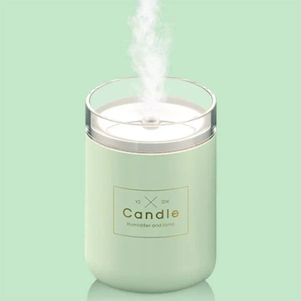 Compact USB-powered humidifier with adjustable mist output and soothing nightlight for creating a relaxing atmosphere in any room