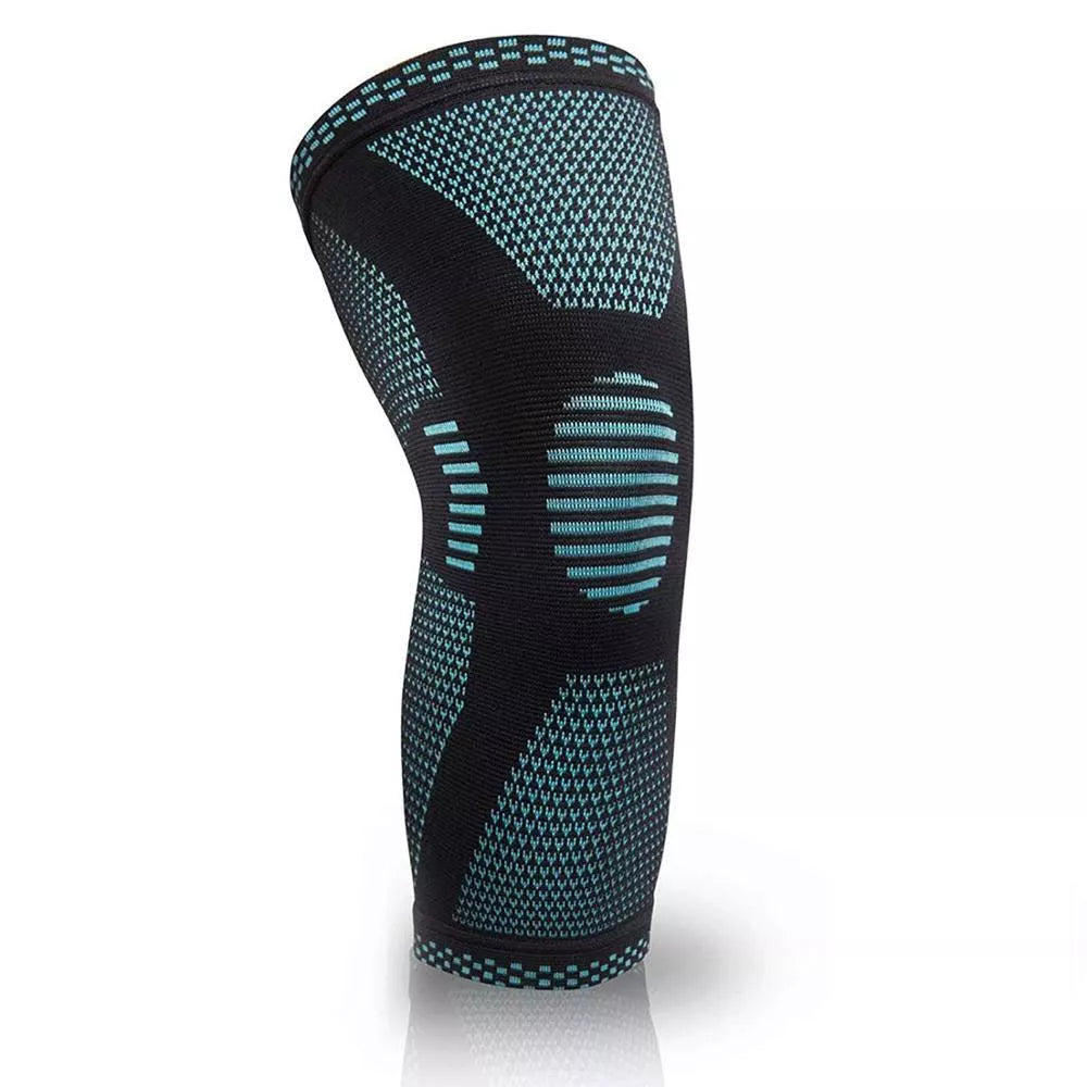 Knitted sports knee pads in green and black, sizes S to XL, for football, basketball, and more