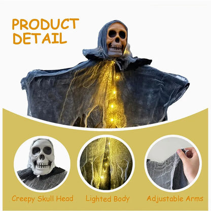 85cm Halloween hanging ghost skull skeleton prop in colour, purple, red, or warm colour for indoor outdoor yard party decoration