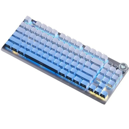 Tarantula wireless mechanical keyboard with side-engraved keycaps on a desk, showing compact 75% layout.