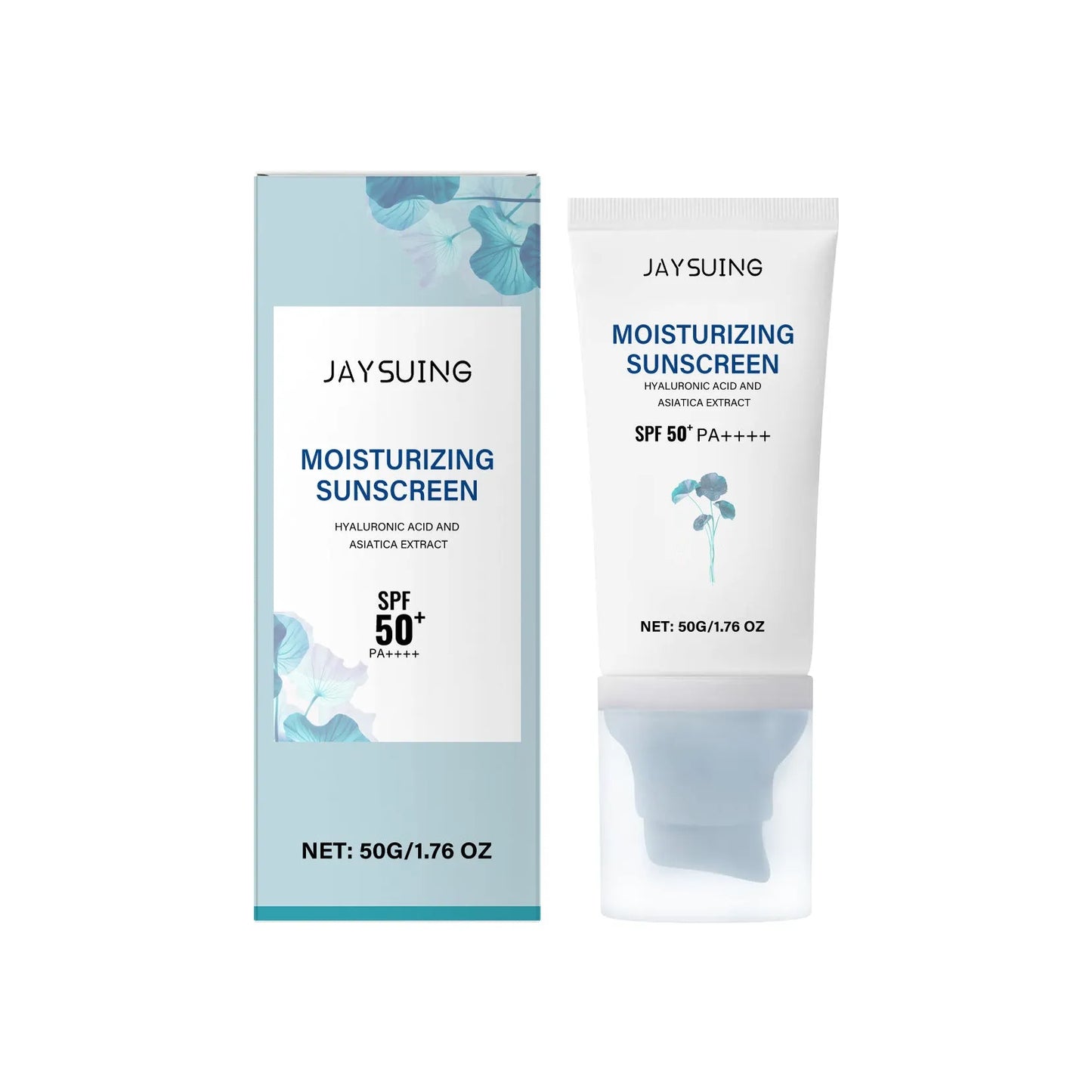 50g tube of snow grass sunscreen with centella extract and hyaluronic acid