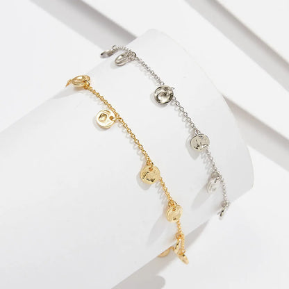 Women's S925 silver geometric ankle chain with round design and Han style details