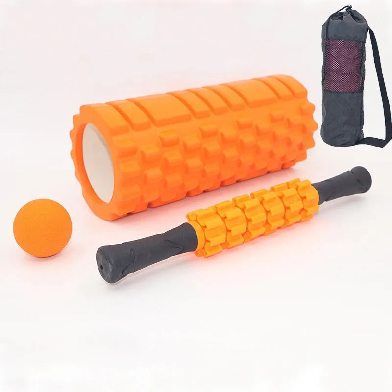 33cm black foam roller with six gear massage bars for muscle relief