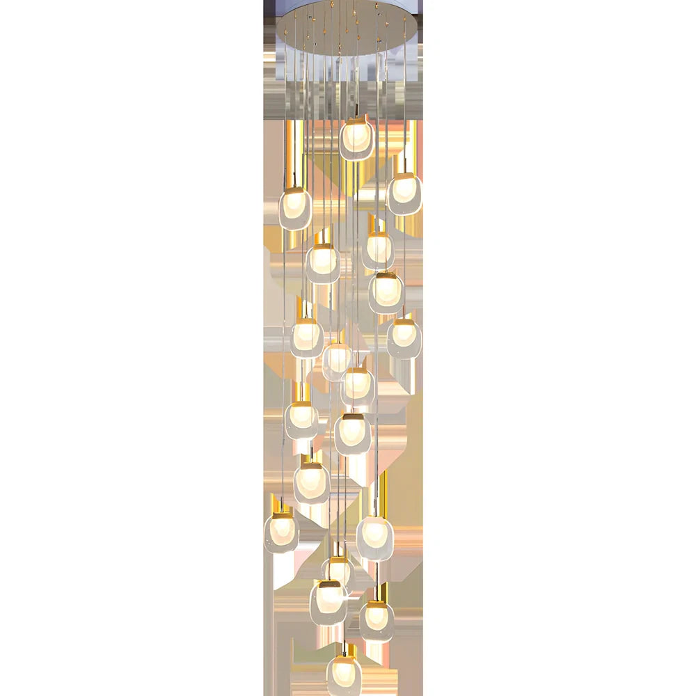 Gold crystal chandelier with 6 LED lights and stainless steel chassis for restaurant lighting