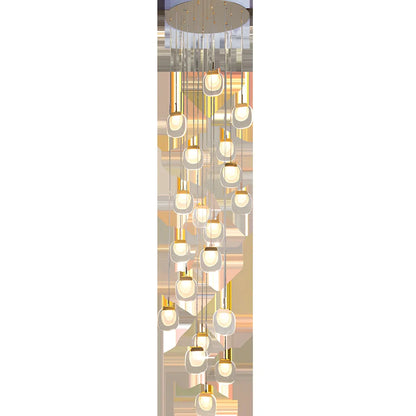 Gold crystal chandelier with 6 LED lights and stainless steel chassis for restaurant lighting