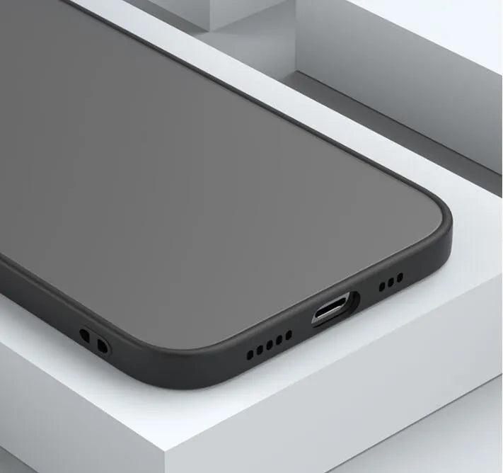 Fine hole skin-sensing iPhone case with frosted hard back and full lens anti-fall protection in dark night green colour