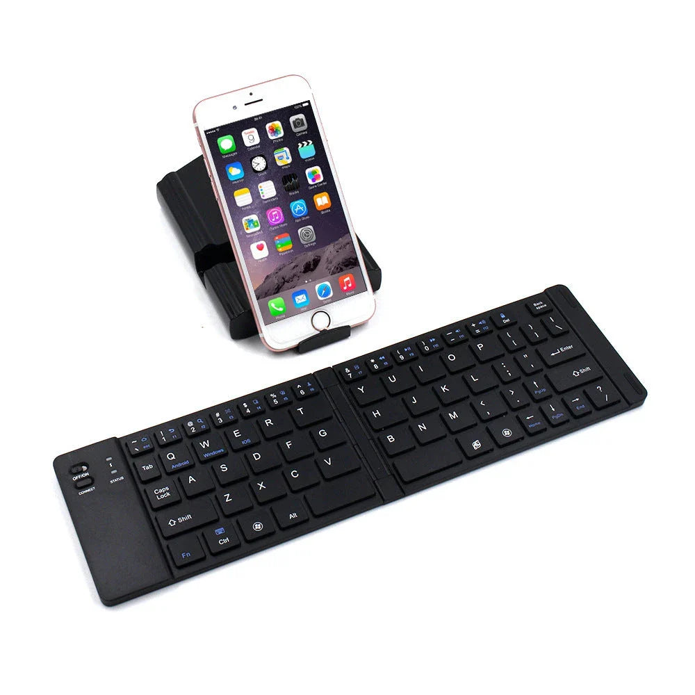 Ultra-portable wireless Bluetooth keyboard with foldable design for smartphones and tablets