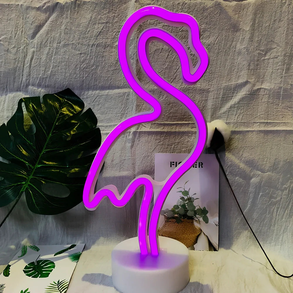 Pink LED flamingo light with 30cm height and battery operation for wall or surface decoration