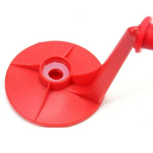 Red plastic hands-free beverage dispenser for coke bottles