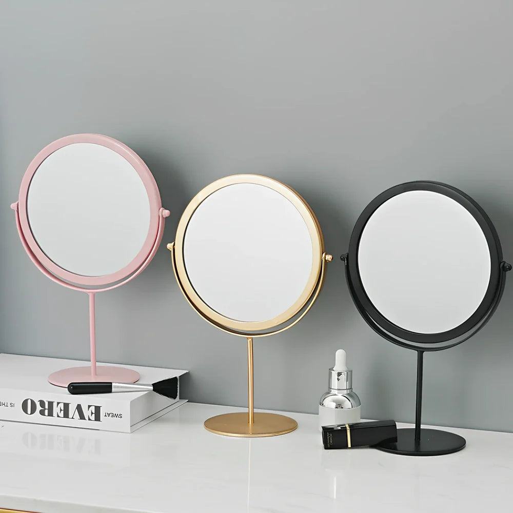 Waterproof dressing mirror with anti-rust iron frame in black, gold, or pink colour options