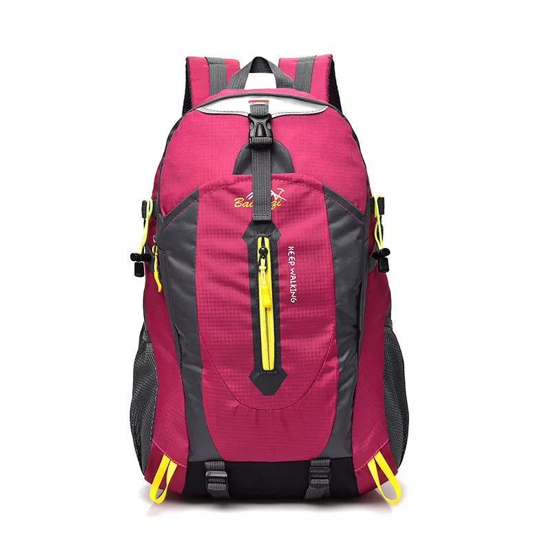 Large-capacity nylon outdoor backpack in multiple colors for mountaineering and travel