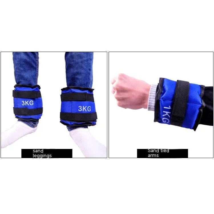 Legging sandbags for track and field training with Oxford cloth construction and adjustable weight options