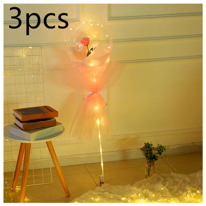 Enchanting LED-illuminated balloon bouquet with vibrant rose colors for any occasion