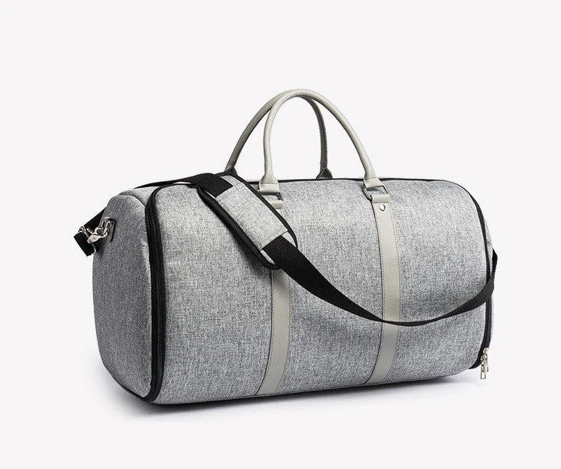 Large-capacity multi-function suit bag for gym and travel in black and grey