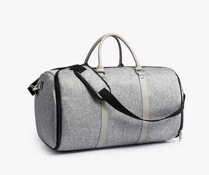 Large-capacity multi-function suit bag for gym and travel in black and grey