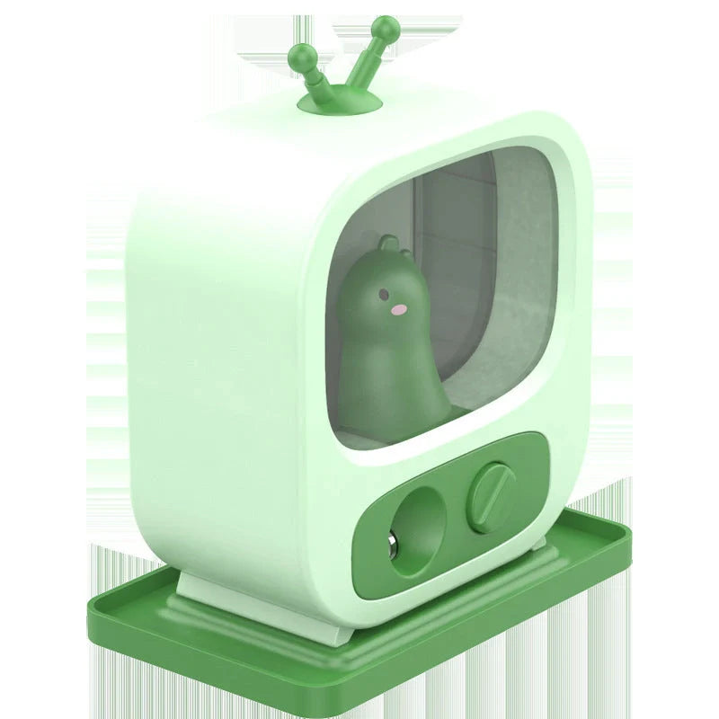 Compact USB mini air humidifier with night light in green, pink, and blue options