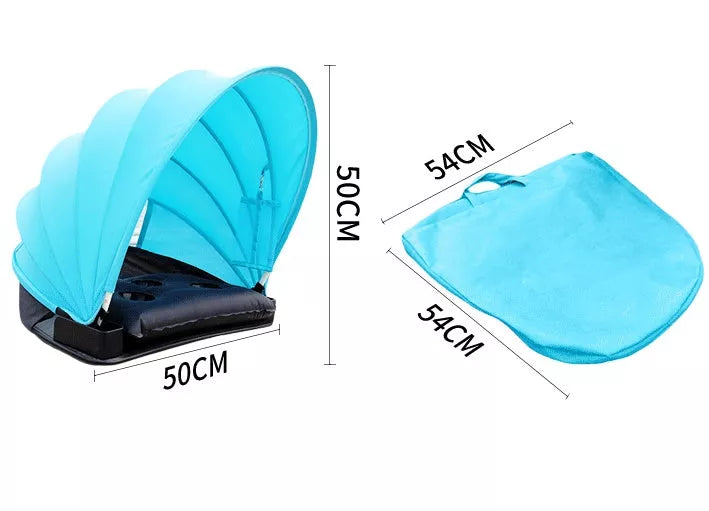 Foldable beach umbrella with sunproof Lycra fabric in blue and purple options