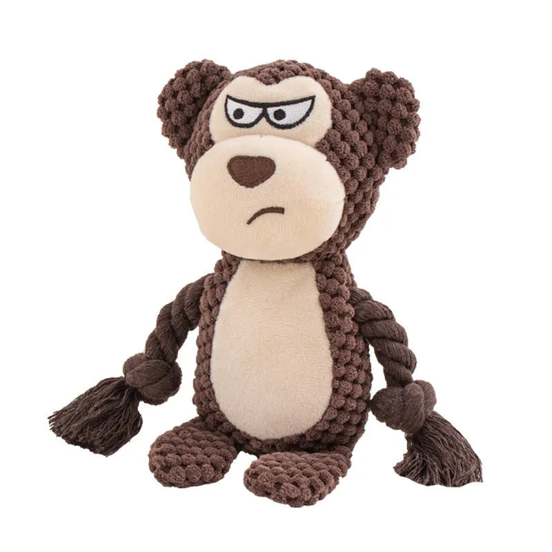 Plush dog rope toy in animal design for interactive tug-of-war play