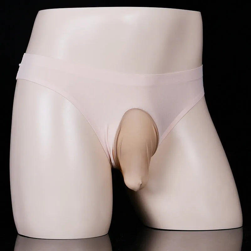 Ice Silk Men's T-Back Briefs: Breathable, Ultra-Thin Underwear with a 4-Season Nylon Blend and Open or Closed Gun Egg Designs in 5 Colours
