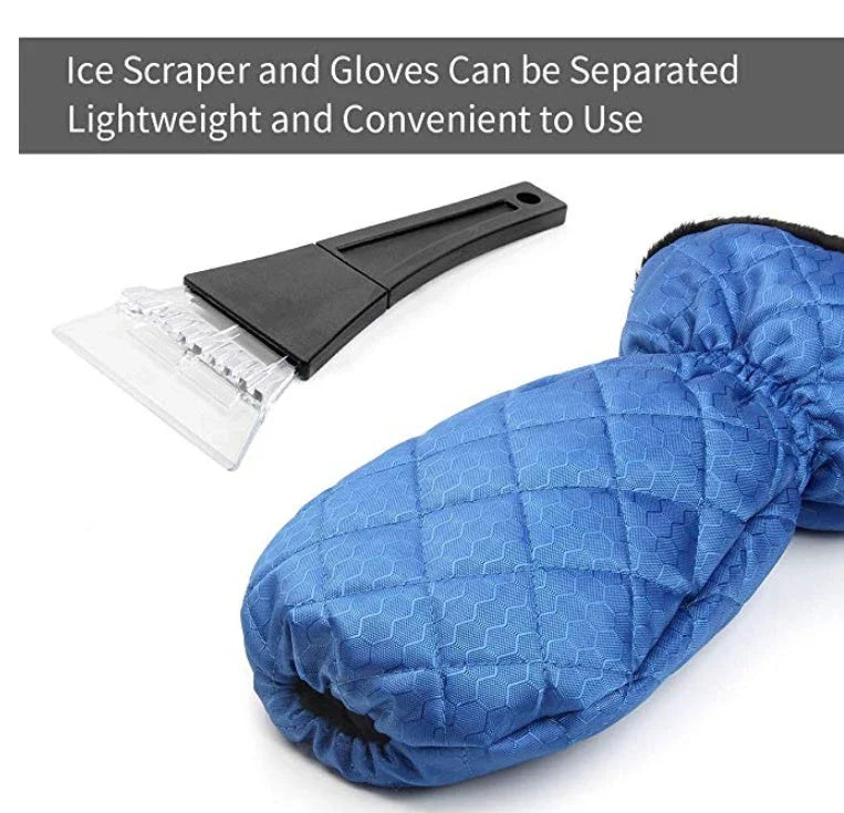 Dual pack of blue car ice scrapers with grooved shovel heads for efficient snow and ice removal