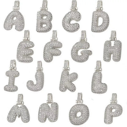 Copper Micro Inlaid Zircon Letter Pendant Necklace with customizable alphabet options