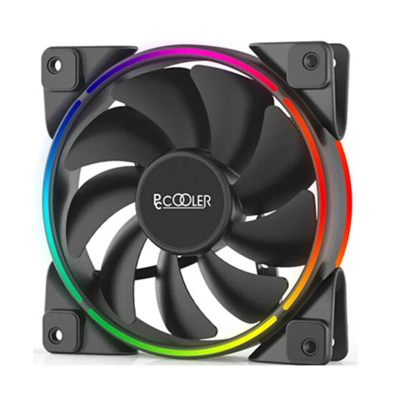 Three black 12 cm RGB chassis fans with FRGB lighting, each measuring 120x120x25 mm