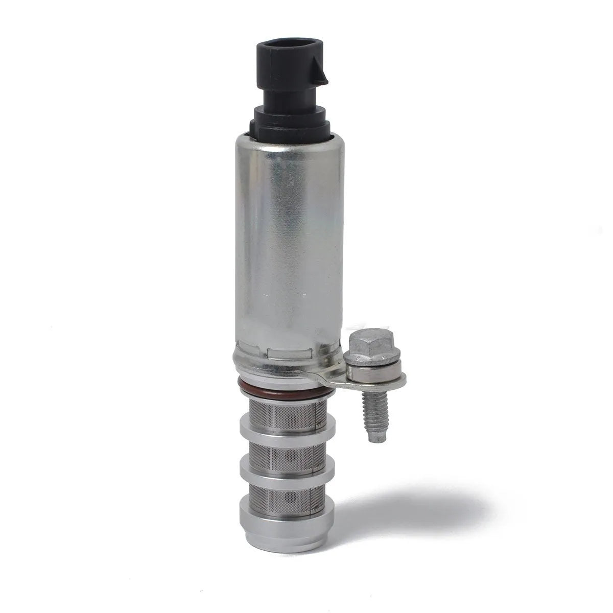 A pair of silver automotive VVT oil control solenoid valves for Buick and Chevrolet models.