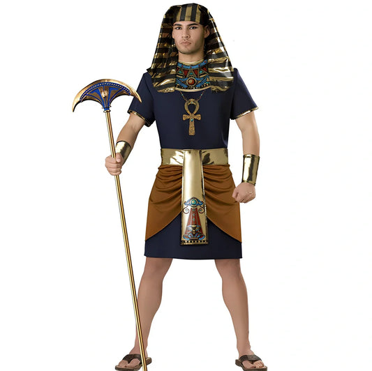 Men's Halloween costume in Pharaoh or Wizard design with 75% polyester construction for stage performances