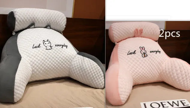 Reading lumbar support cushion in 60x40cm and 70x50cm sizes with embroidery design
