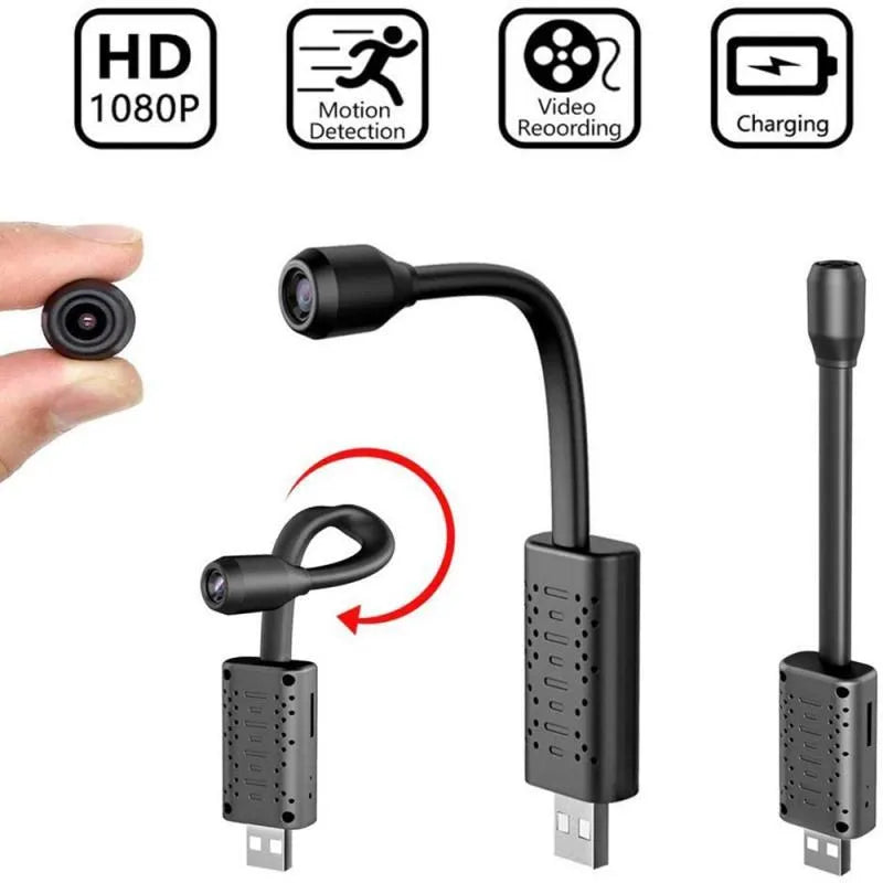V380 USB camera in black, measuring 158mm by 26mm by 15mm, with wireless HD recording capability
