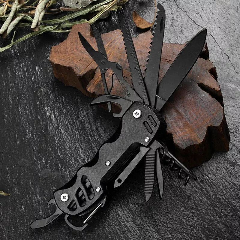 Multi-function emergency folding knife with aluminum handle for outdoor use