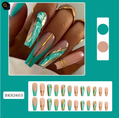 Ballet wave line detachable nail stickers with jelly glue in 24-piece or 96-piece DIY manicure sets