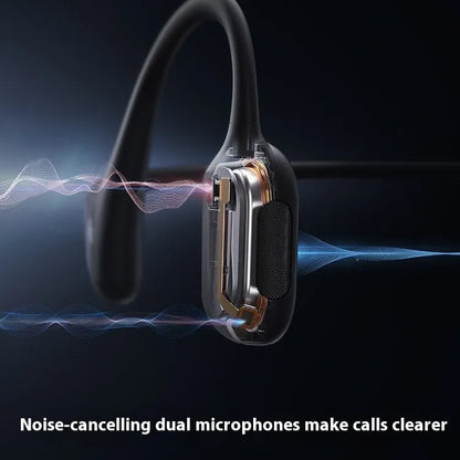 Wireless bone conduction earphones with titanium alloy frame in neck-hanging sports design