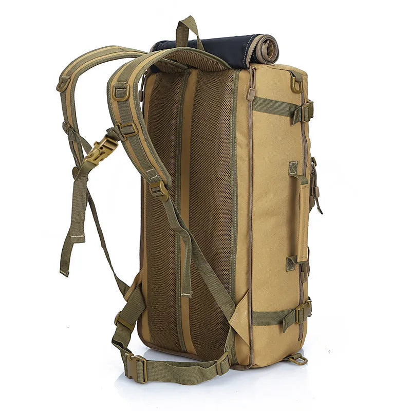 50L military tactical backpack in Camo Sand, Digital Camo, Khaki, Military Green, White Camouflage, and Black, 30 x 56 x 19cm