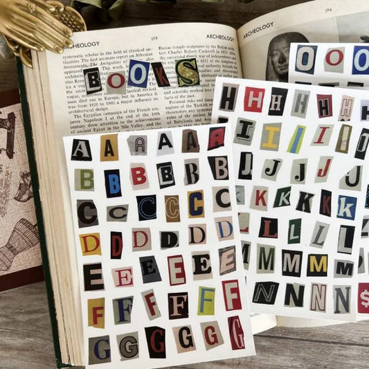 English letters and numbers symbol label sticker material decoration stickers in cute style with 5 sets
