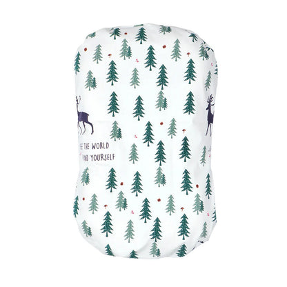 Portable crib with interchangeable fabric cover showing 75x45cm dimensions and multiple colour options