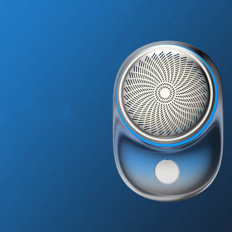Portable Mini Electric Shaver in blue, silver, and black colors