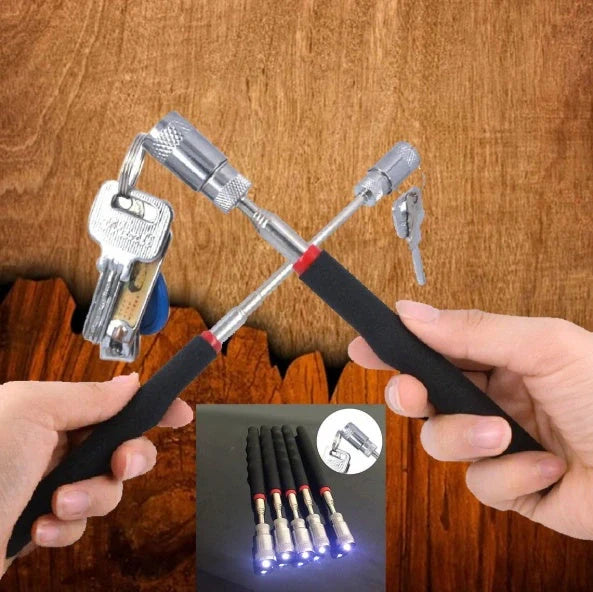 LED Magnetic Pick Up Tool with telescopic shaft and LED light for retrieving small metal objects