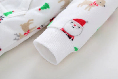 Hooded fleece baby romper in rose red, grey, green, and pink colors with zipper closure