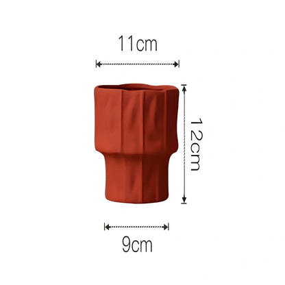 Morandi glazed ceramic geometric vase in soft colours with matte finish