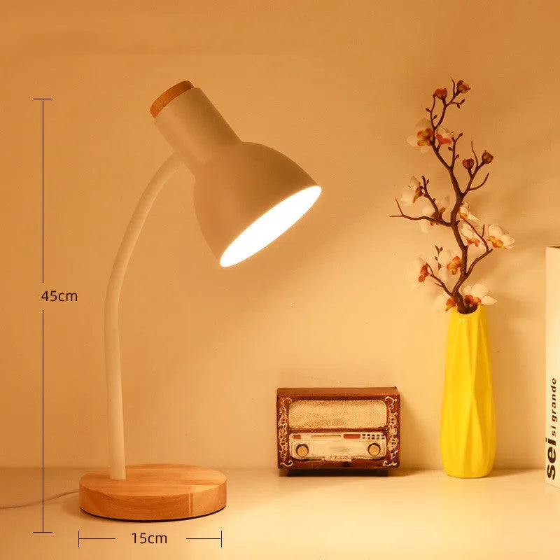 Modern Nordic style table lamp with LED light source and dimmer switch control for study environments