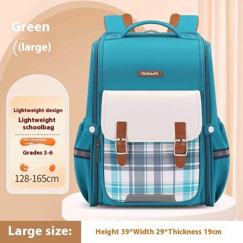 Navy blue student backpack with multiple pockets, made from durable oxford cloth for school children.