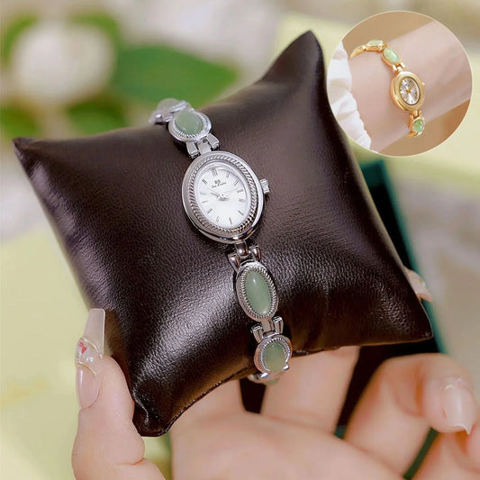 Luxury women's bracelet watch with Hetian Jade and waterproof feature
