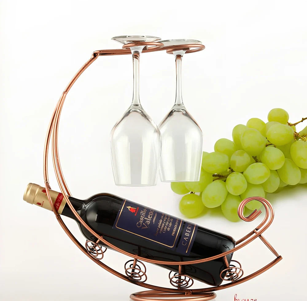 Stainless steel wine rack measuring 320mm wide with wine bottle storage