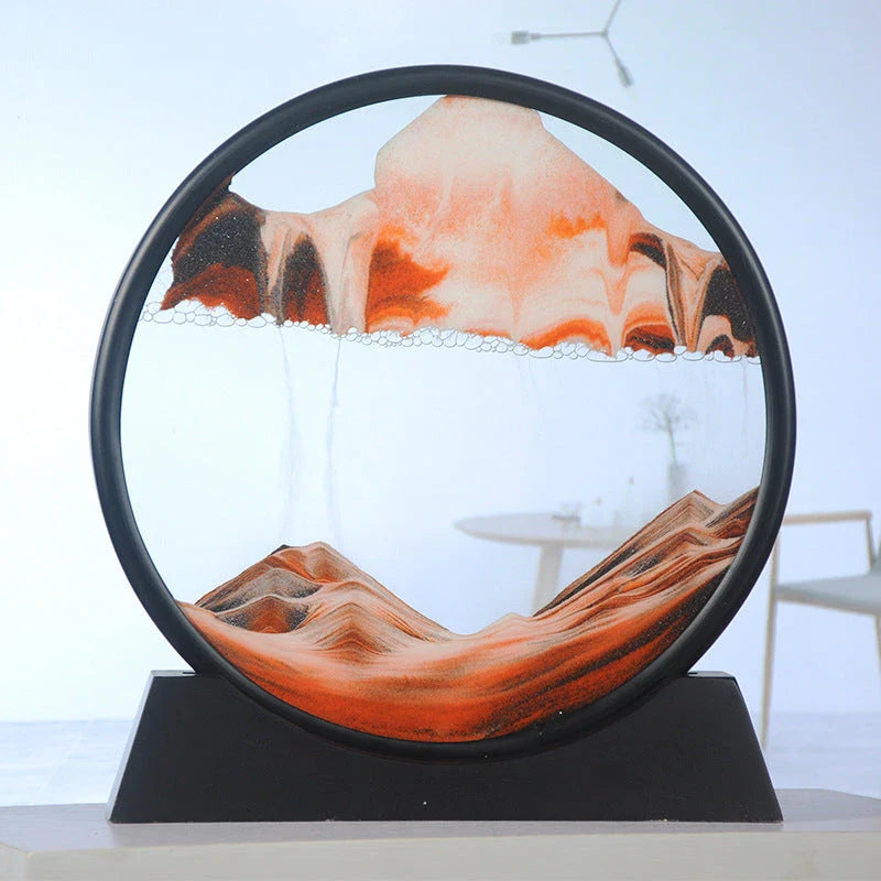 Mesmerizing Quicksand Art: A captivating glass craft featuring the fluid, colorful movements of sand