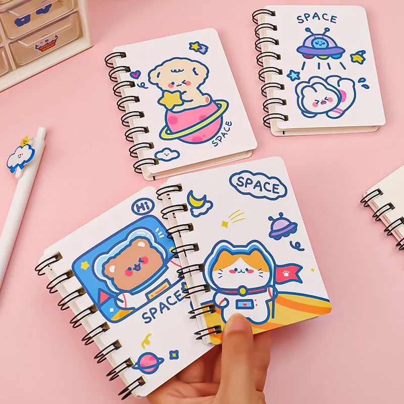 Astronaut Flipped Portable Pocket Notebook showing 10.5cm x 8cm dimensions with space character cover design