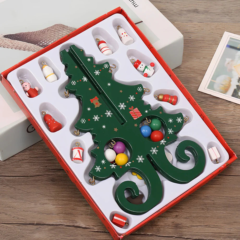 Green MDF Christmas tree ornament with laser-cut details, 19cm height