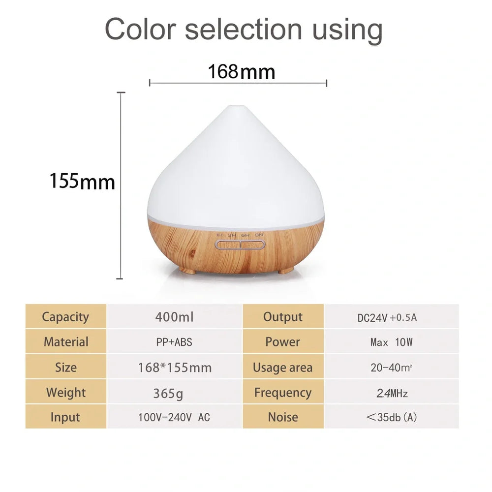 Crackle finish humidifier with wood grain pattern and single fog outlet