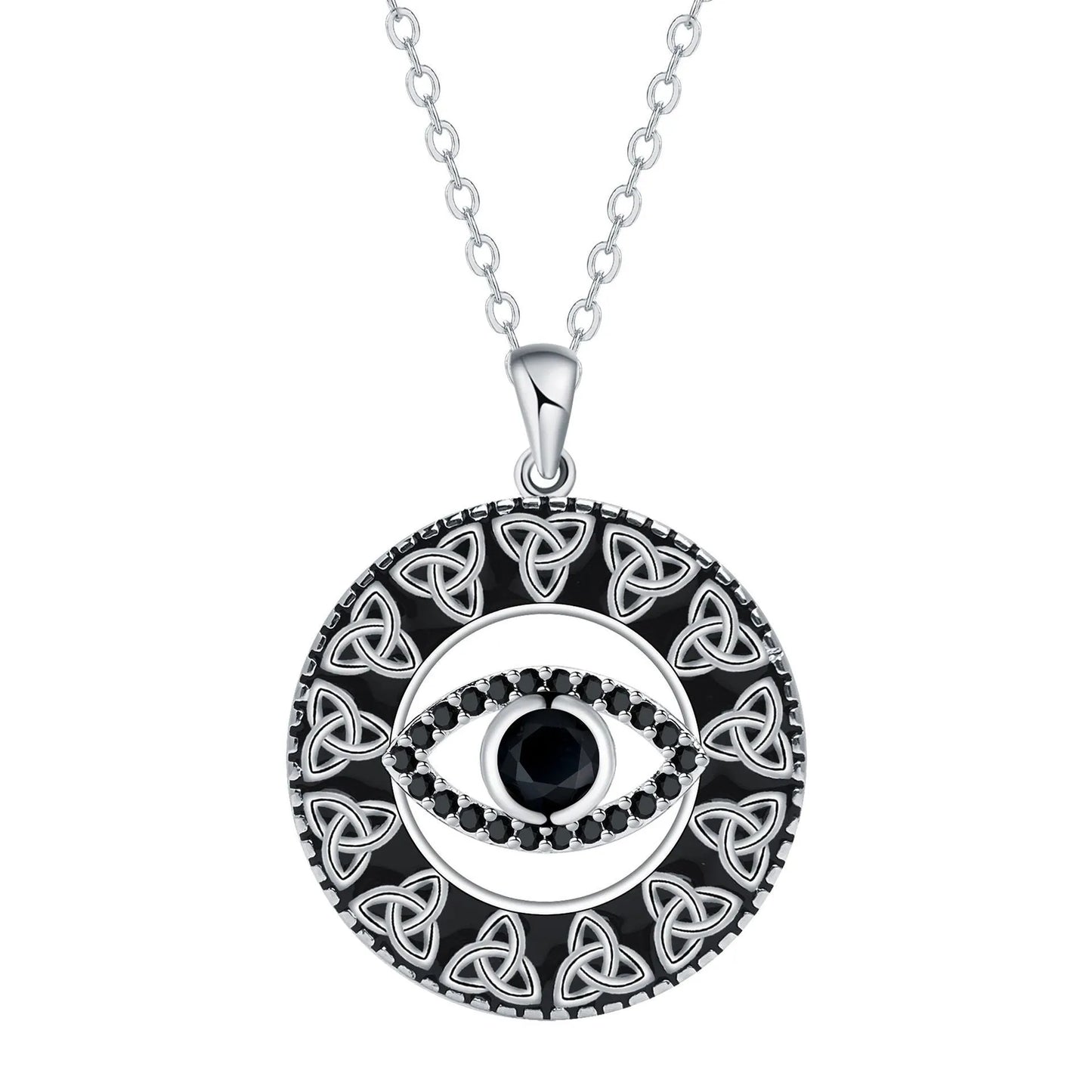 Copper Devil's Eye necklace with evil eye pendant on cross chain for women