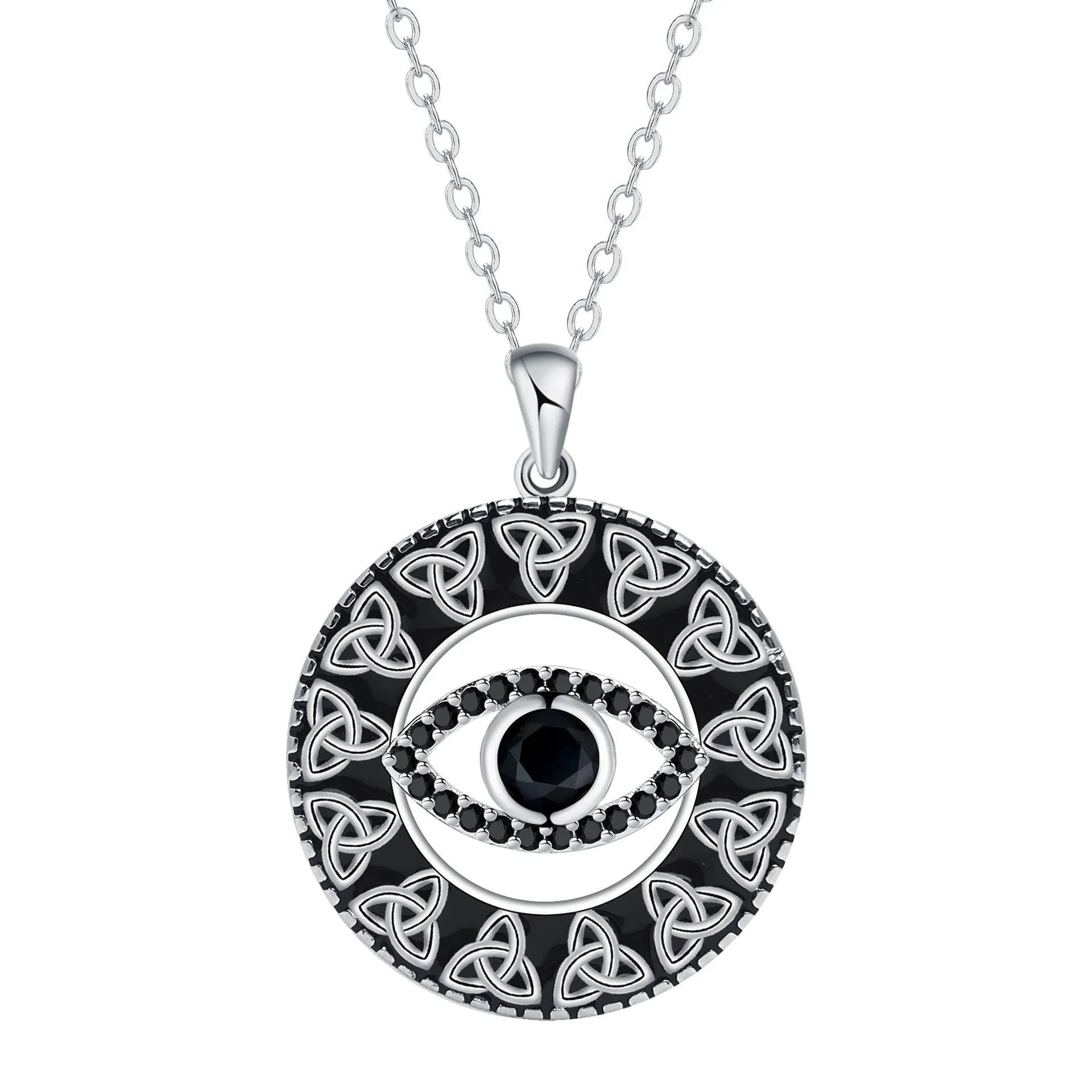 Copper Devil's Eye necklace with evil eye pendant on cross chain for women
